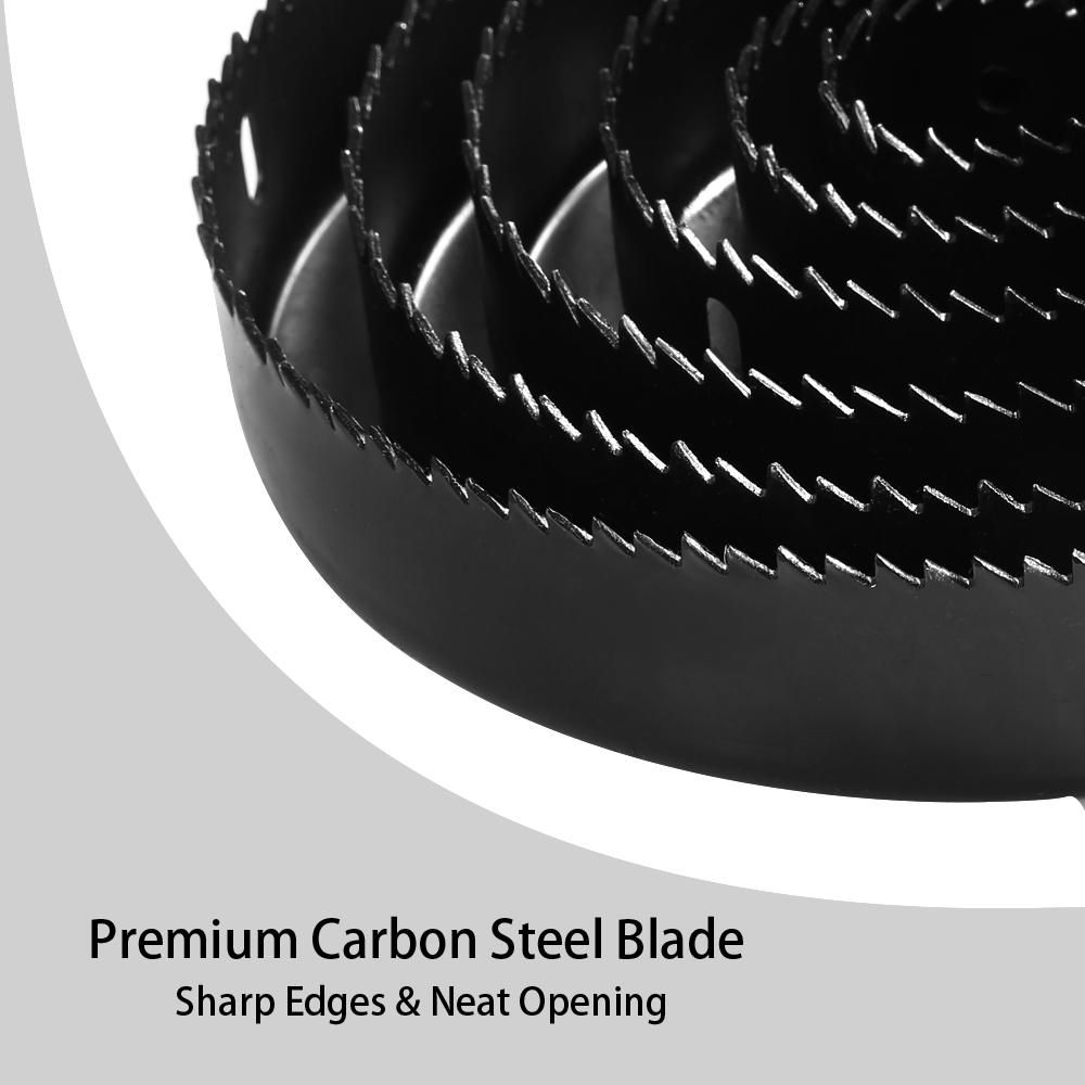 Hole Saw Kit, 17 Pcs Hole Saw Set with 13Pcs Saw Blades, 2 Mandrels, 1 Installation Plate, 1 Hex Key, Max Size 152mm and Min Size 19mm, Ideal for Soft Wood, PVC Board and Plastic Plate Drilling