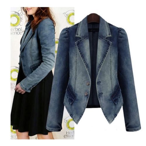 Denim Jacket With Ripped Pockets And Buttons