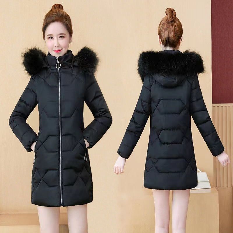 Womens Winter Warm Hooded Long Jacket Fur Down Cotton Coat