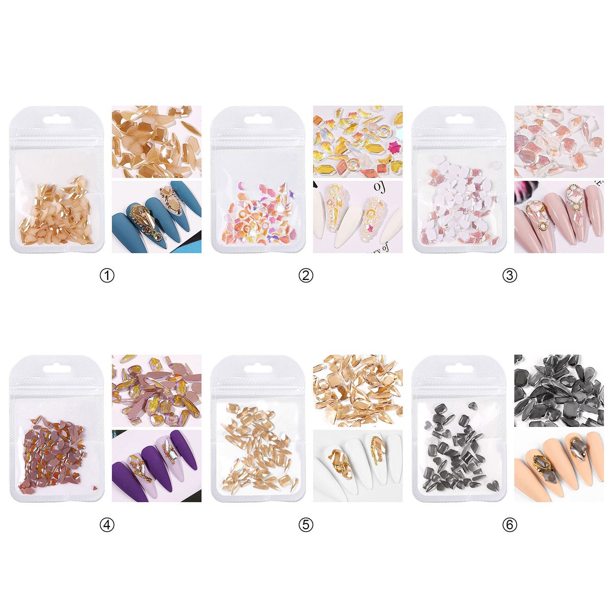 50Pcs Nail Rhinestones Crystals Flatback Glass Stones 3D