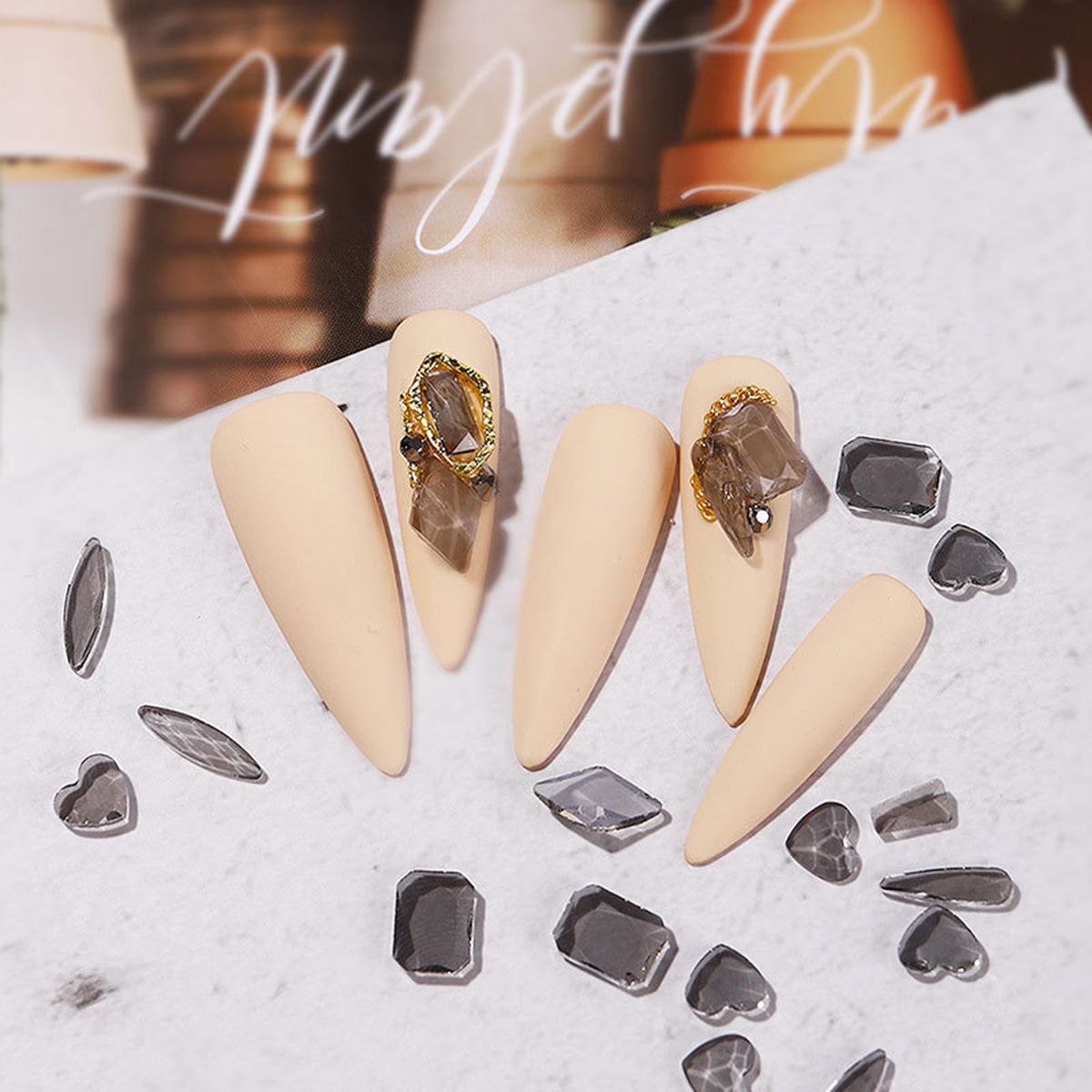 50Pcs Nail Rhinestones Crystals Flatback Glass Stones 3D