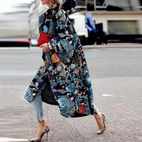 Starry Sky Print Double-sided Woolen Padded Coat
