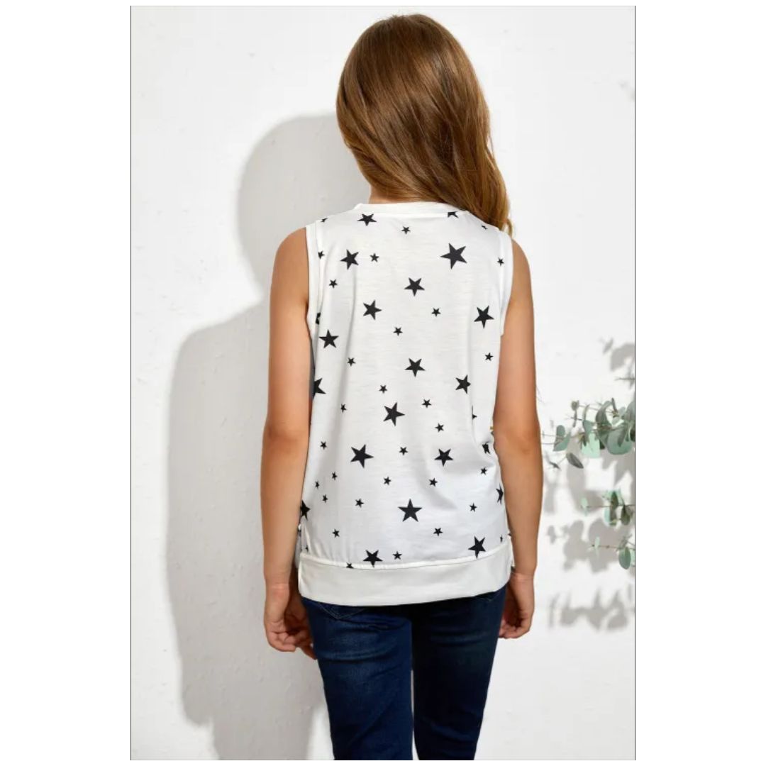 R White Star Print Little Girl Tank
