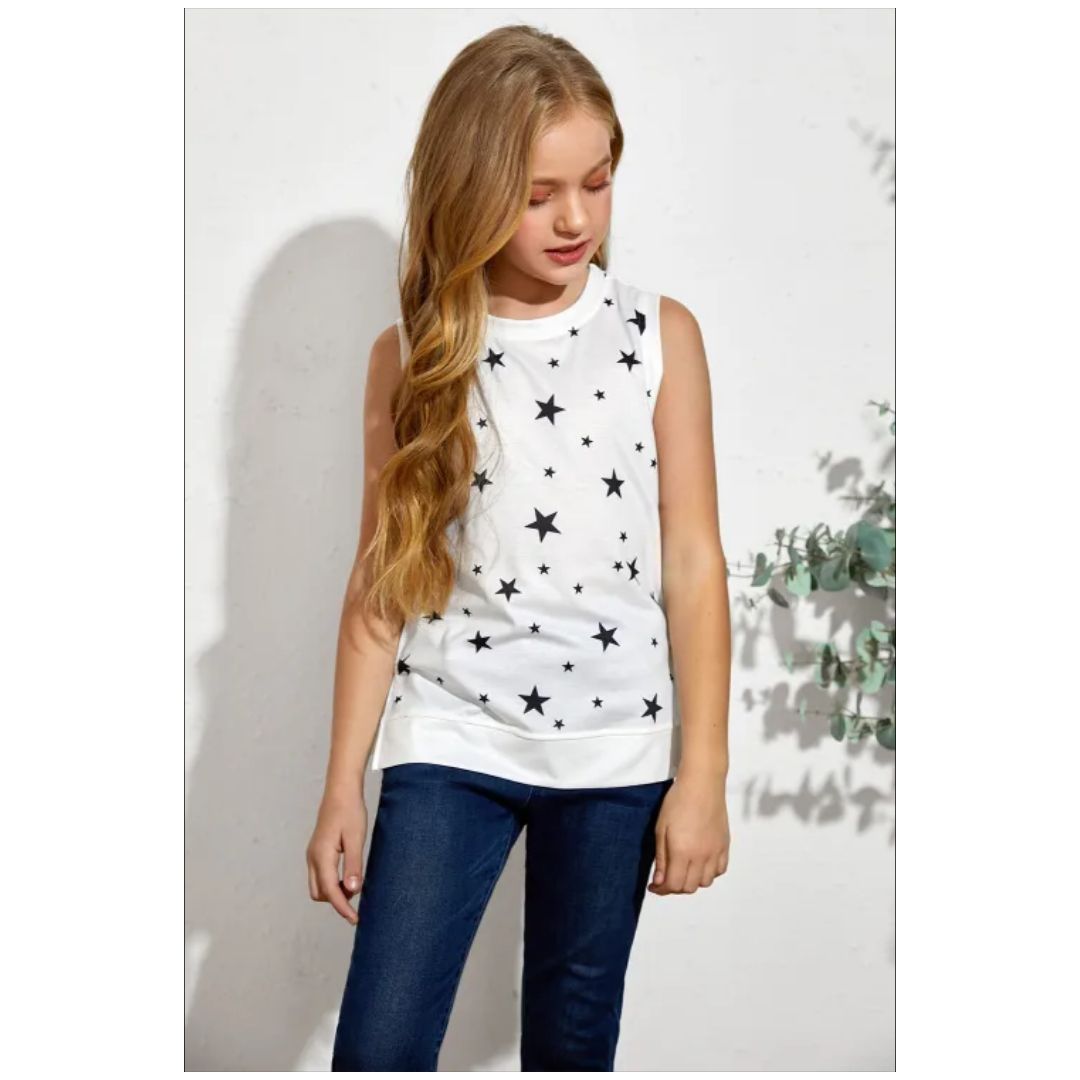 R White Star Print Little Girl Tank