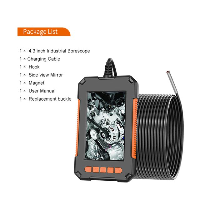 P40 8mm Single Dual Lens Industrial Endoscope 1080P 4.3 