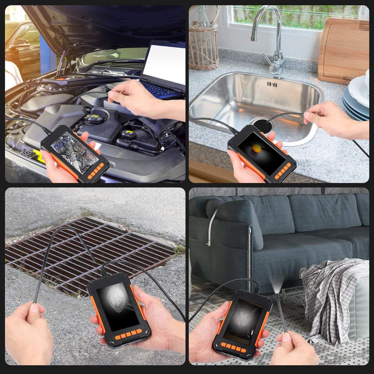 P40 8mm Single Dual Lens Industrial Endoscope 1080P 4.3 " IPS LCD Digital Inspection Camera With 8 LED For Car Sewer Checking(#4.3 3.9mm Single)