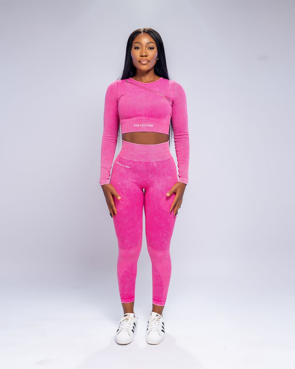 Imani Top & Leggings Female Fitness Wear Set  - Pink