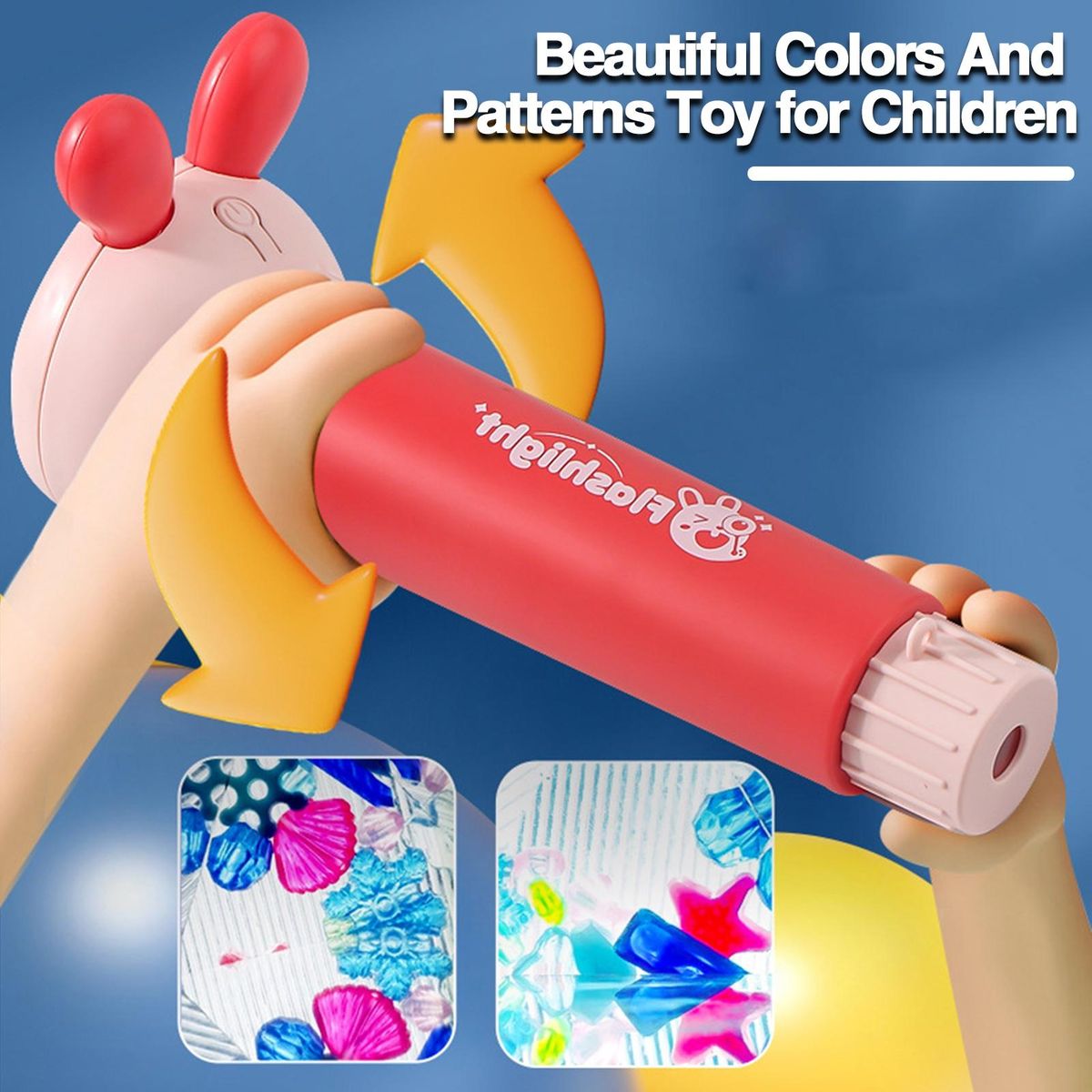 Kaleidoscope Projection Lamp for Children Kaleidoscope Flashlight Toy Pink