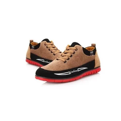 Breathable Lace-up Canvas Shoes - Brown