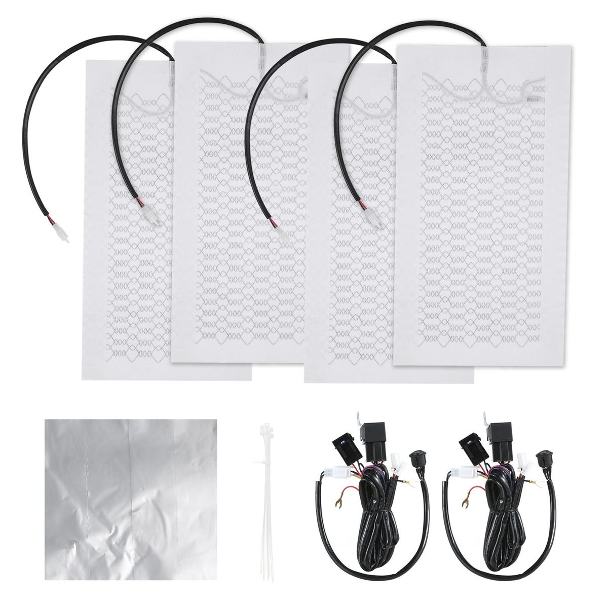12V Carbon Fiber Seat Heater Kit for 2 Seats with High Low Temperature Switch Seat Cover Heated Pad Heating Cushion Warmer for E-bikes Motorcycles Car ATV