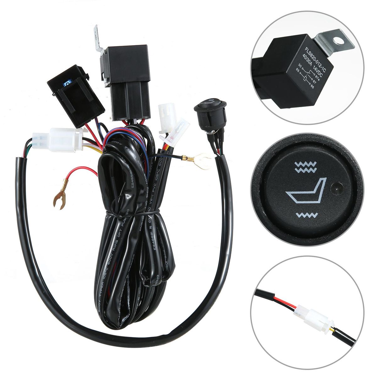 12V Carbon Fiber Seat Heater Kit for 2 Seats with High Low Temperature Switch Seat Cover Heated Pad Heating Cushion Warmer for E-bikes Motorcycles Car ATV