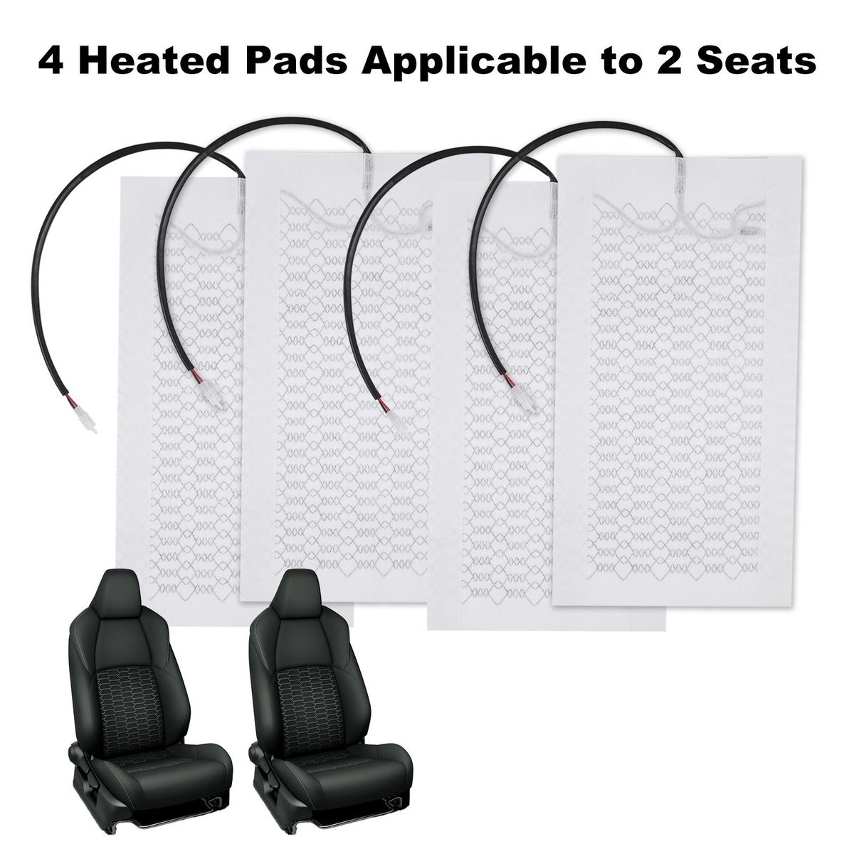 12V Carbon Fiber Seat Heater Kit for 2 Seats with High Low Temperature Switch Seat Cover Heated Pad Heating Cushion Warmer for E-bikes Motorcycles Car ATV