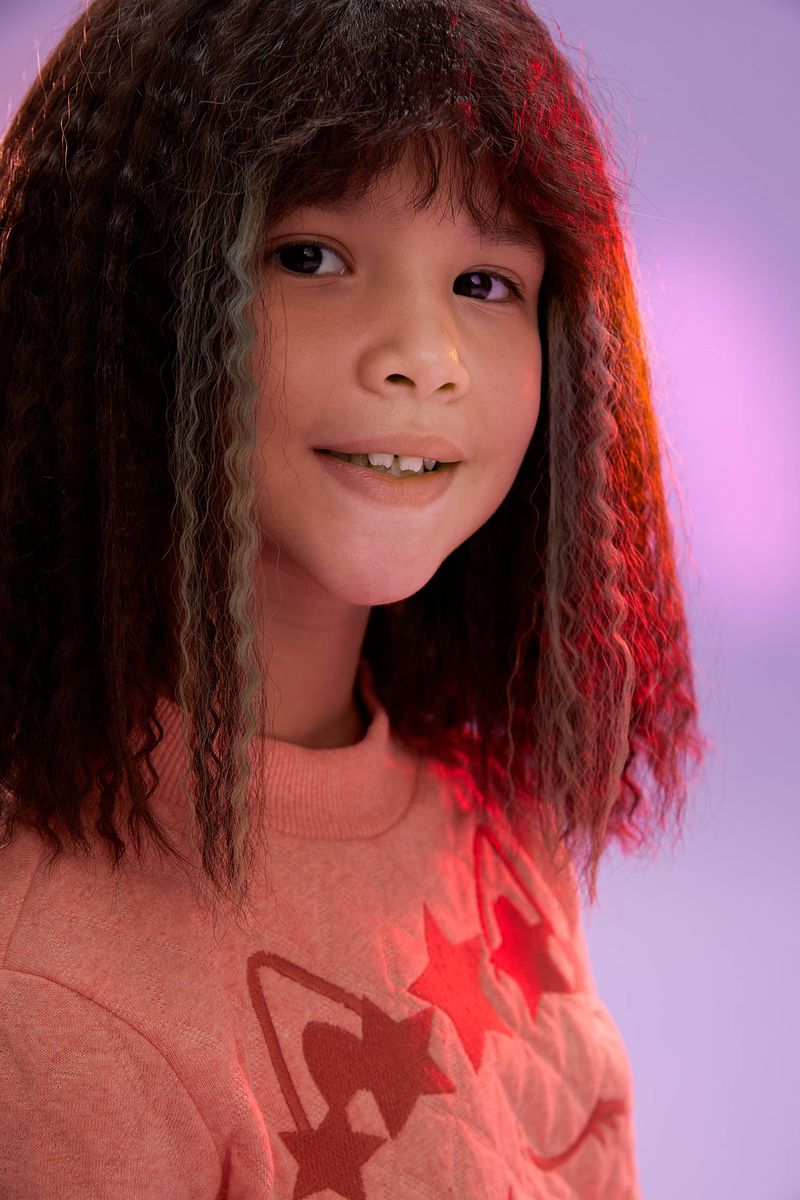 Girl - Regular Fit Crew Neck Clean Knitted Sweat Shirt - Pink