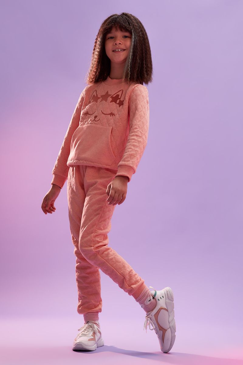 Girl - Regular Fit Crew Neck Clean Knitted Sweat Shirt - Pink
