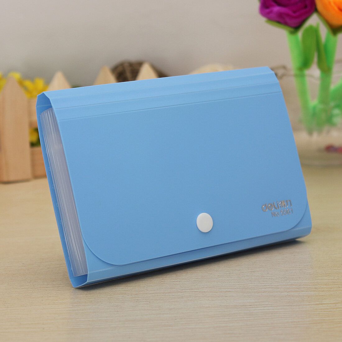 2pcs File Document Bag Pouch Bills Receipts Folder Card Holder Organizer Fastener Blue