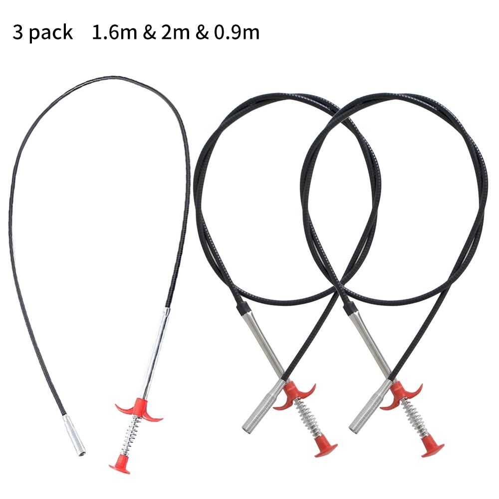 3 Pack Plumbing Drain Snake Clogged Drains Snake Auger Hair Clog Remover Shower Toilet Sink Cleaner