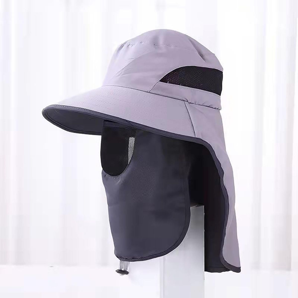 Sun Hat UV Protection Adjustable Strap Fishing Sun Hat Light Grey