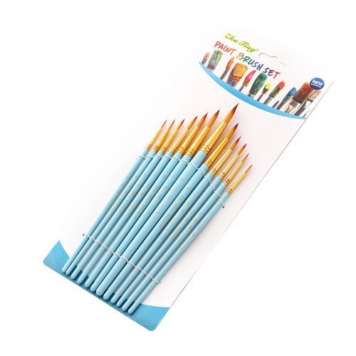 12pcs Professional Artist Paintbrush Set Round Pointed Tip