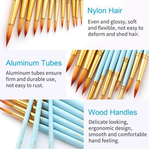 12pcs Professional Artist Paintbrush Set Round Pointed Tip