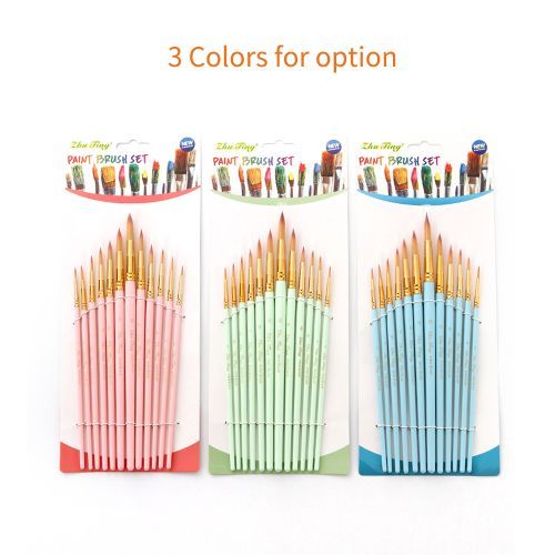 12pcs Professional Artist Paintbrush Set Round Pointed Tip