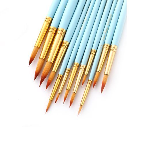 12pcs Professional Artist Paintbrush Set Round Pointed Tip