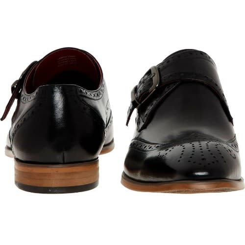 Leather Single Buckle Shoes - Black