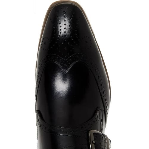 Leather Single Buckle Shoes - Black