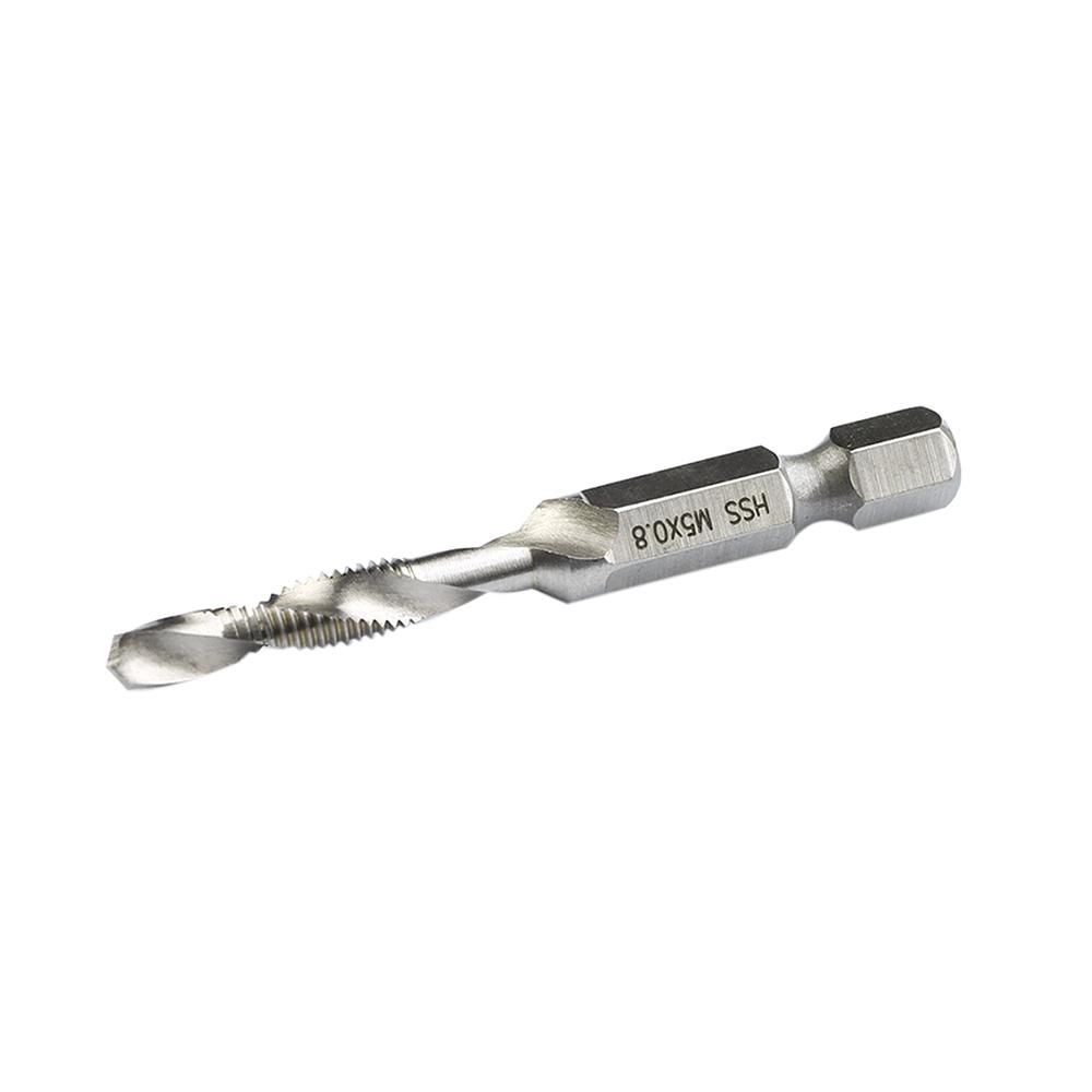 Hex Shank Metric Thread M-3/M-4/M5/M6/M-8/M-10 Titanium-Coated HSS Drill and Tap Bits HSS4241 Hardness is Suitable for Wood/Plastic/Copper Aluminum Alloy and Other Materials with Low Hardness
