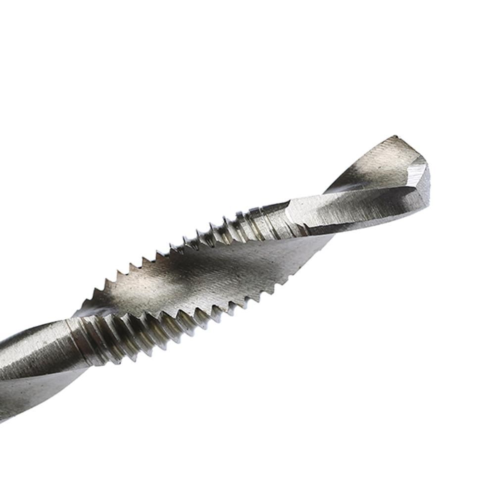 Hex Shank Metric Thread M-3/M-4/M5/M6/M-8/M-10 Titanium-Coated HSS Drill and Tap Bits HSS4241 Hardness is Suitable for Wood/Plastic/Copper Aluminum Alloy and Other Materials with Low Hardness