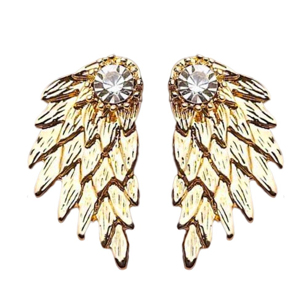 Women Vintage Angel Wings Rhinestone Ear Jacket-Golden