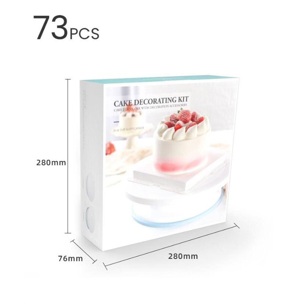 73Pcs Cake Decorating Tool Kit Baking Fondant Supplies Turntable Piping Bag Tip Spatula DIY Cake Cupcake Decorating Icing Tool Set