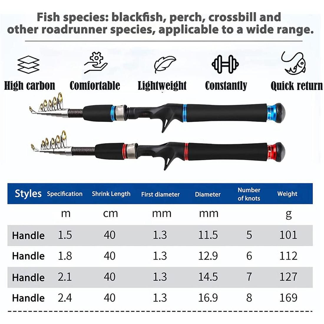 Fishing Rods Telescopic Fishing Pole Durable Lightweight