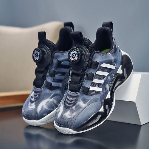 Mesh Girls Shoes Breathable Kids Sneaker Shoes Rotating Buckle Black