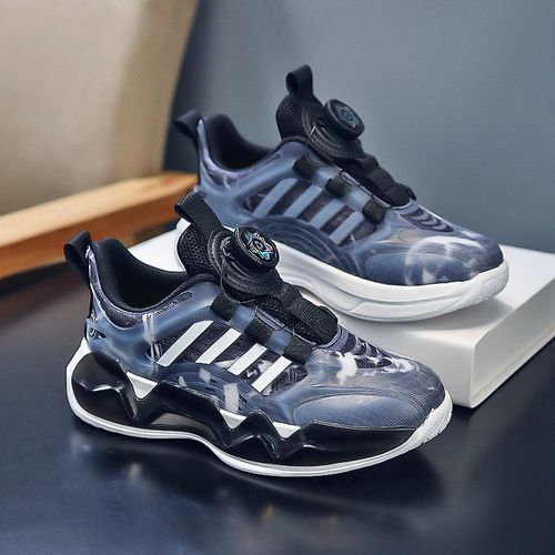 Mesh Girls Shoes Breathable Kids Sneaker Shoes Rotating Buckle Black