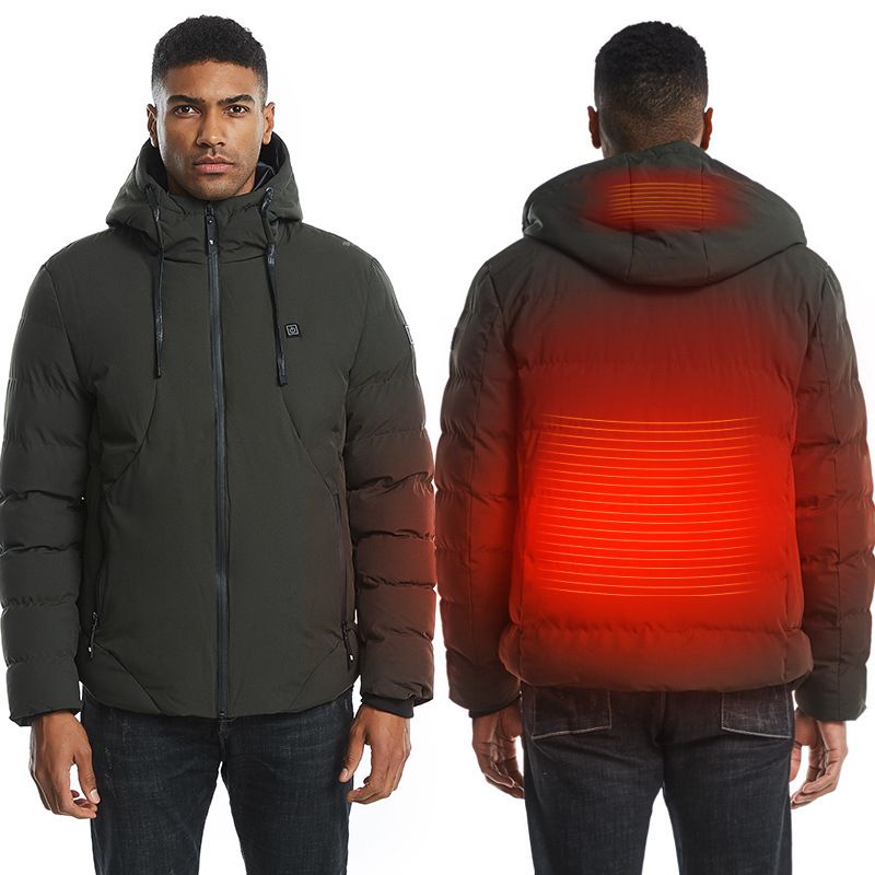 Men Women Electric Heated Jacket Heating Waistcoat USB Thermal Warm Cloth  Hot Sale Plus Size Winter Jacket- Green
