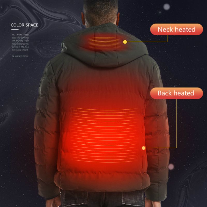 Men Women Electric Heated Jacket Heating Waistcoat USB Thermal Warm Cloth  Hot Sale Plus Size Winter Jacket- Green