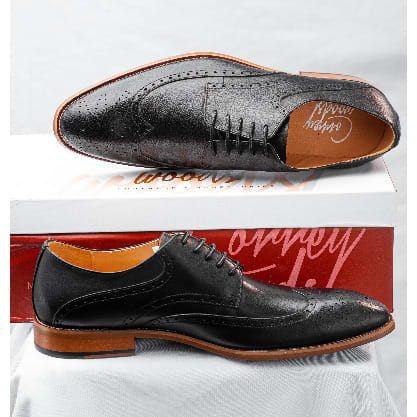 Atlanta Black Calf Leather Derby Mens Brogue Shoe