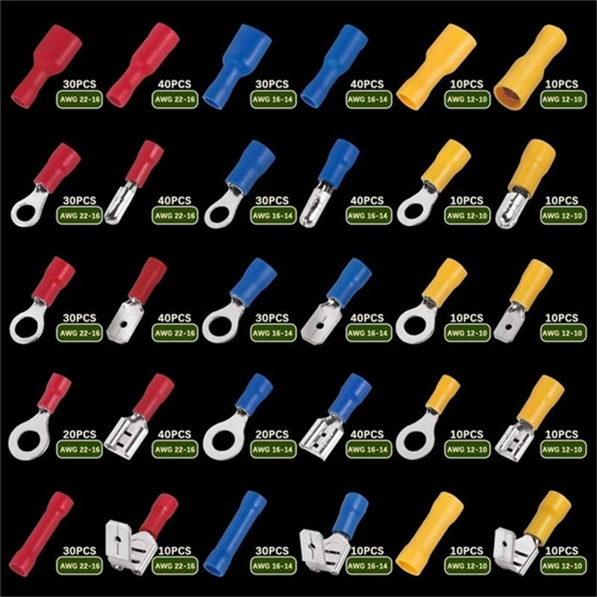 720pcs Tubular Cold Pressure Wire Connector Electrical Terminals Cable Crimps Cord End Terminal Kit Set Wire Ferrules With Box