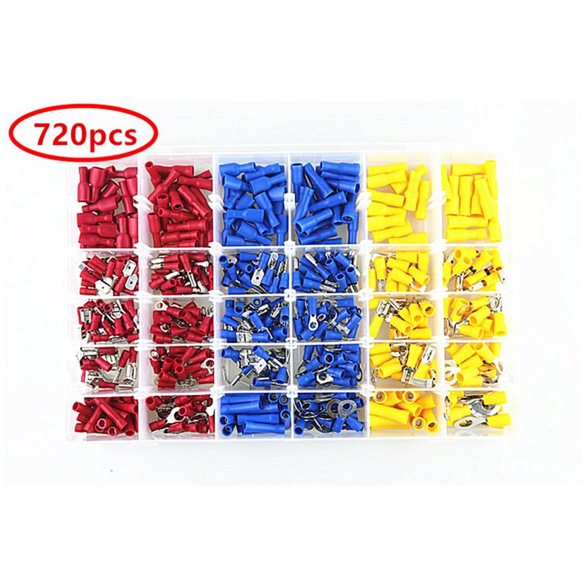 720pcs Tubular Cold Pressure Wire Connector Electrical Terminals Cable Crimps Cord End Terminal Kit Set Wire Ferrules With Box