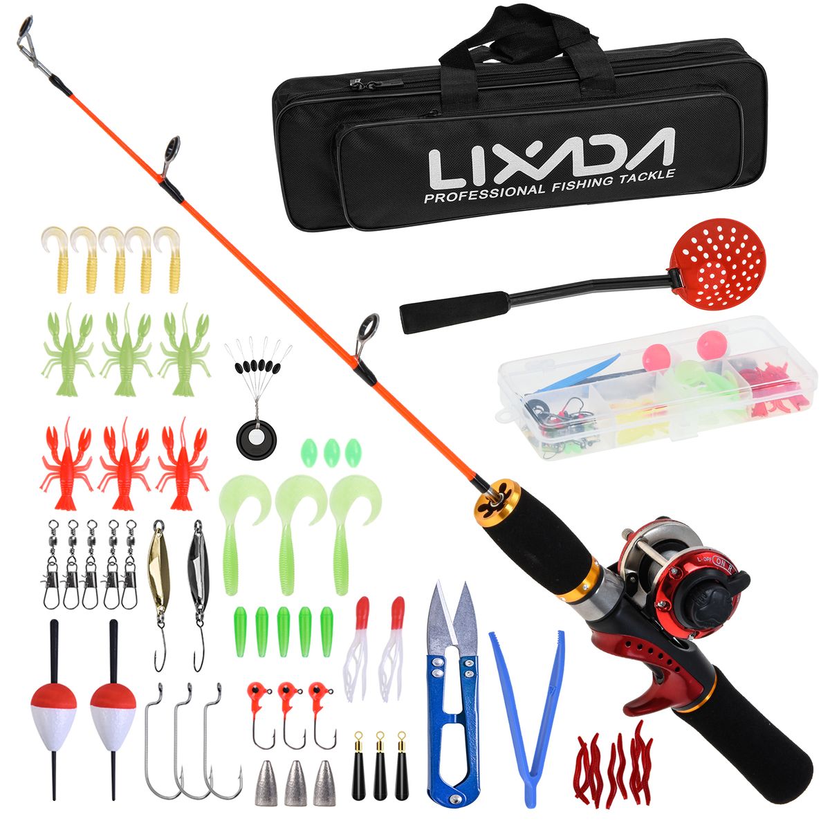 Ice Fishing Rod Reel Combo Complete Kit With Ice