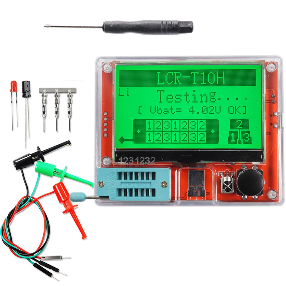 LCR-T10H Transistor Meter Multi-Function Capacitance Resistance Tester Large Screen Graphic Display Transistor Meter for Diode Capacitor Resistor Transistor