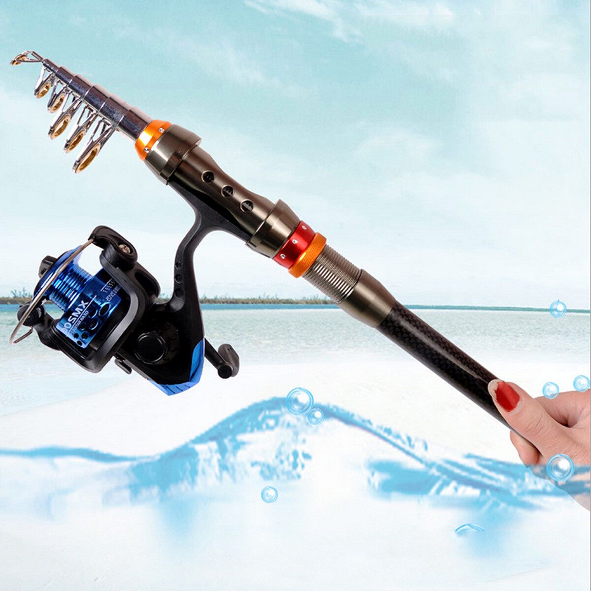 3.6M Portable Carbon Fiber Ultralight Travel Telescopic Rod Sea Spinning Pole 1.8m