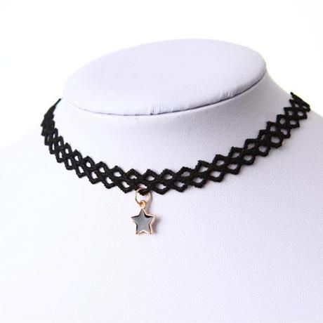 Women Star Choker Necklace Black