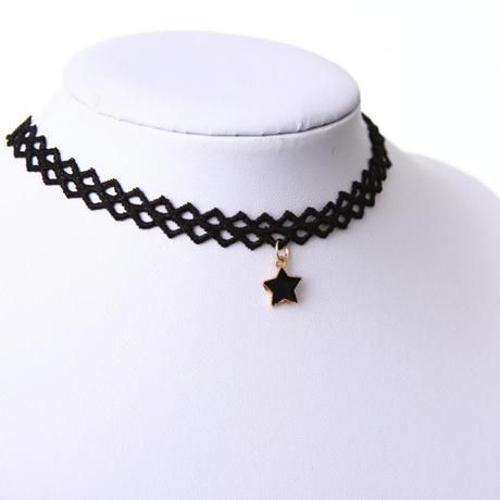 Women Star Choker Necklace Black