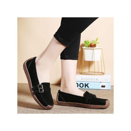 EUR Size 35-42 Fashion Ladies Shoes High Quality Falts Shoes Women Suede Leather Ballet Shoes Black