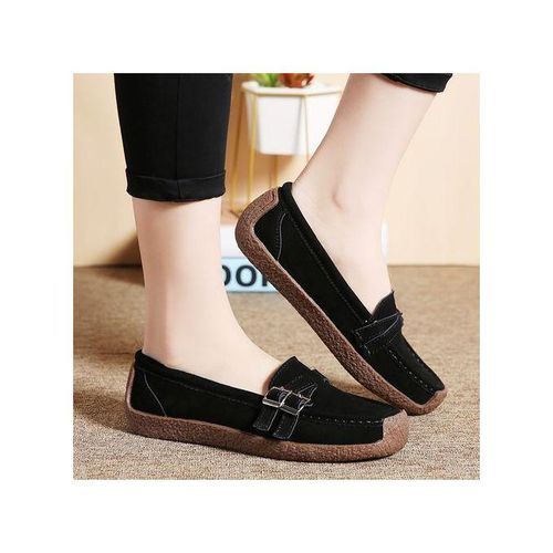 EUR Size 35-42 Fashion Ladies Shoes High Quality Falts Shoes Women Suede Leather Ballet Shoes Black