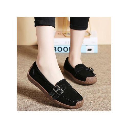 EUR Size 35-42 Fashion Ladies Shoes High Quality Falts Shoes Women Suede Leather Ballet Shoes Black