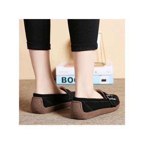 EUR Size 35-42 Fashion Ladies Shoes High Quality Falts Shoes Women Suede Leather Ballet Shoes Black