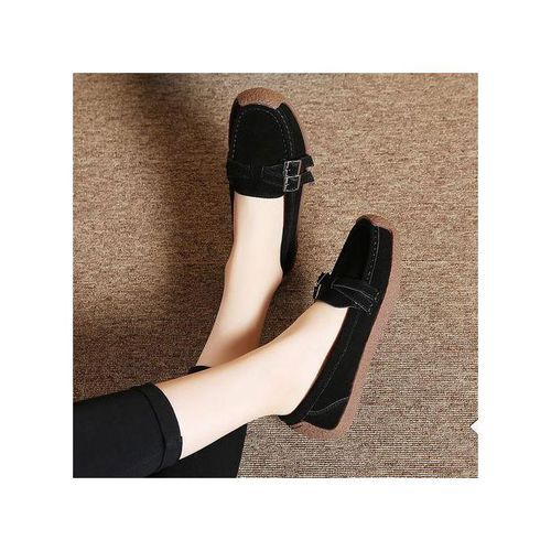EUR Size 35-42 Fashion Ladies Shoes High Quality Falts Shoes Women Suede Leather Ballet Shoes Black