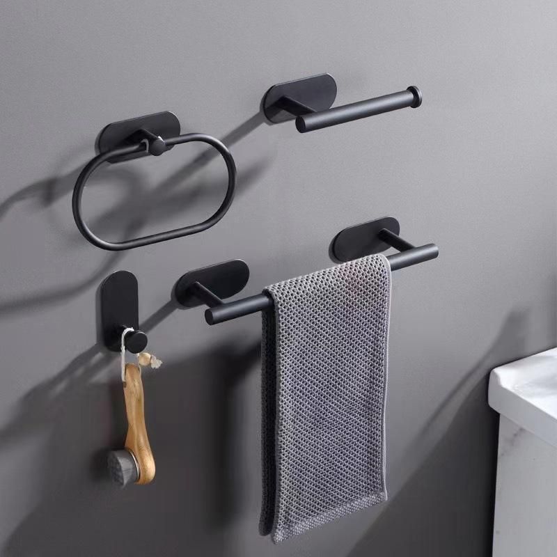 Wall Mount Toilet Towel Paper Holder Adhesive Black Kitchen Roll Paper Stand Hanging Napkin Rack Bathroom Accessories WC